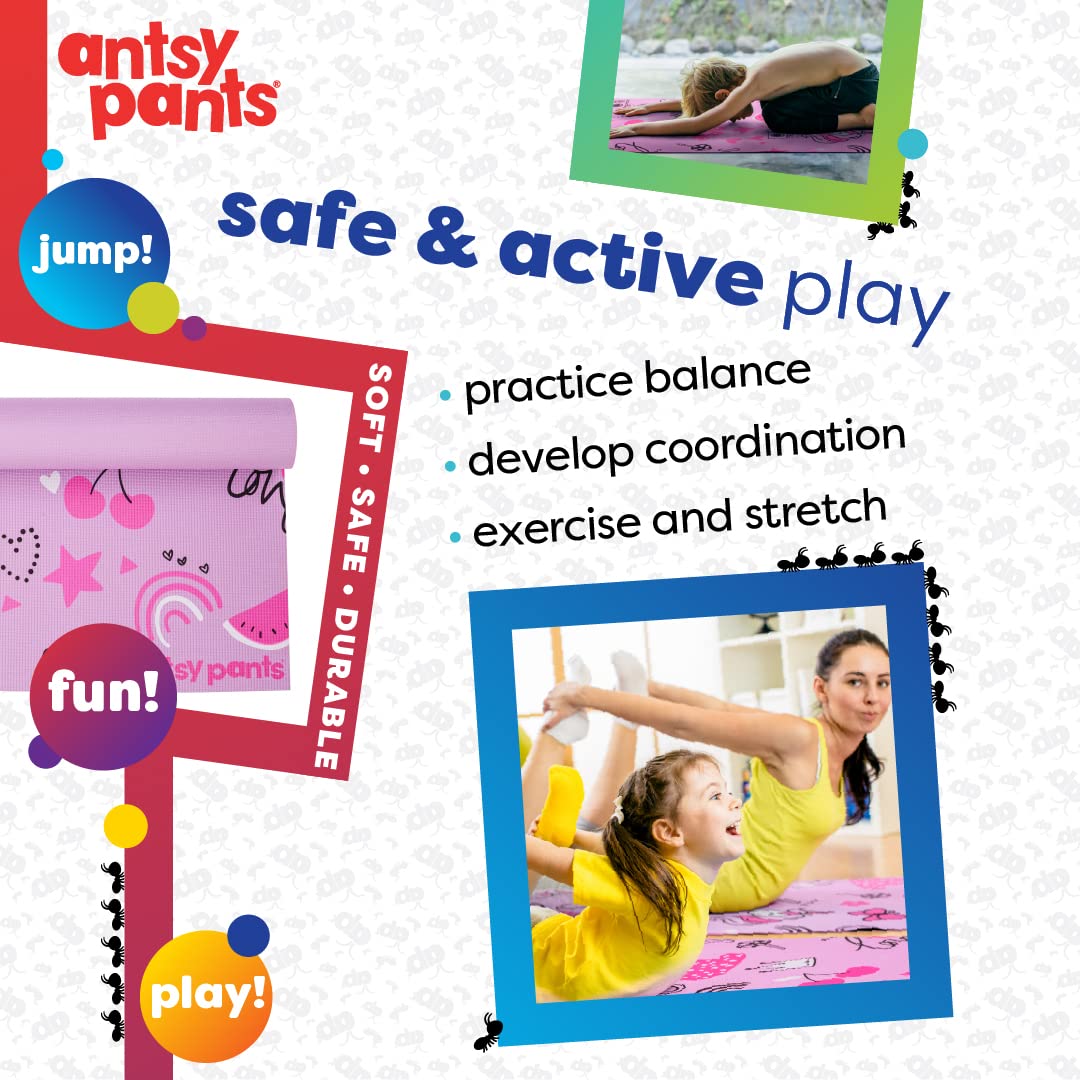 Antsy Pants Kids Yoga Mat - Yoga Mats for Kids, Home Workout, Travel, Fitness, Pilates, Stretching, Sturdy Non-Slip Exercise Mat