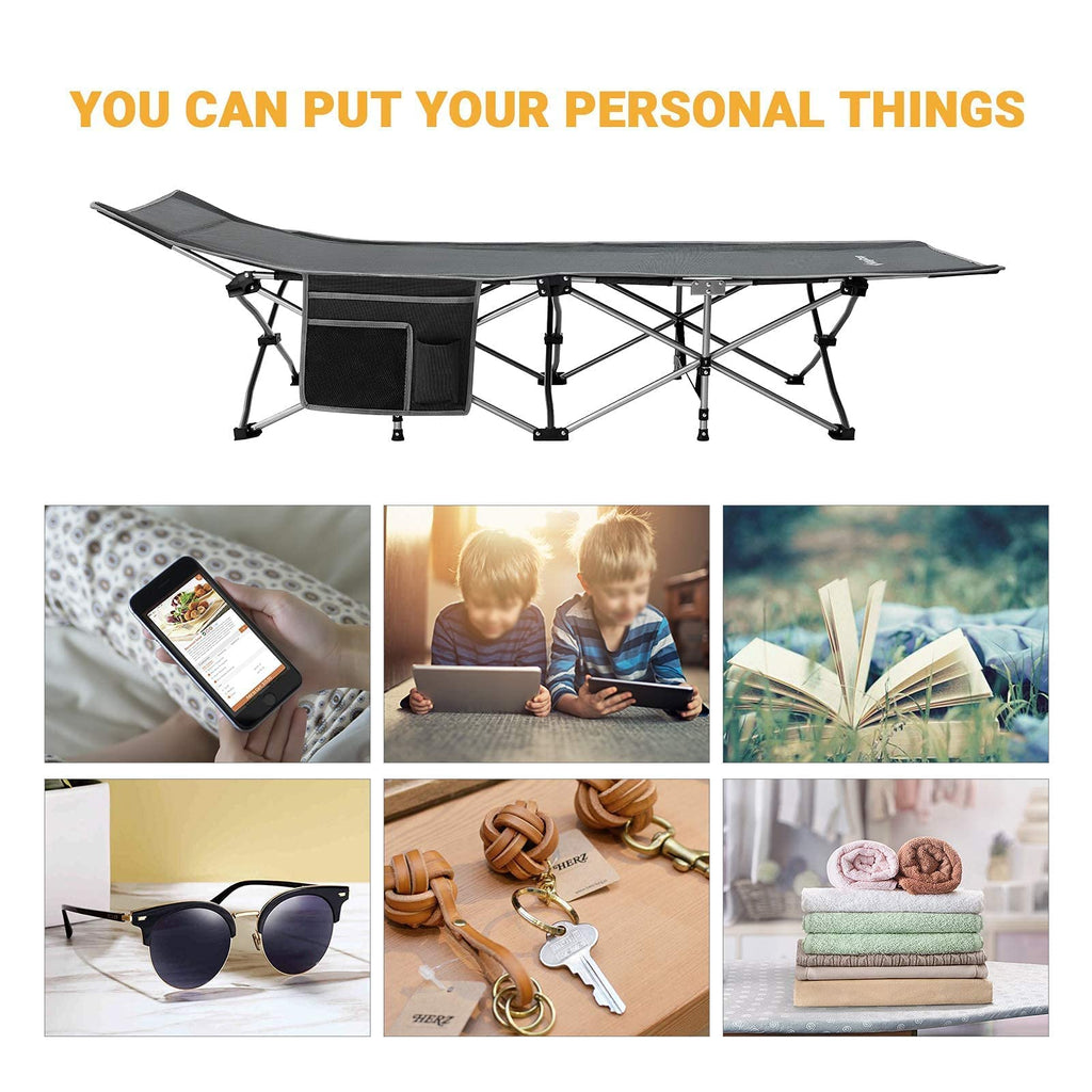 Kingcamp Folding Camping Cot Lightweight Sleeping Cot Portable With Carry Bag Double Layer 1000D Sturdy Cot Heavy Duty Camping B