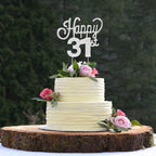 Lingteer Happy 31St Birthday Silver Rhinestone Cake Topper - Cheers To 31St Birthday 31 Years Old Anniversary Party Cake Centerp