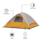Core Tent 3 Person For Outdoor Family, Hiking, And Backpacking | Portable Dome Camp Tent With Storage Pockets For Camping Access
