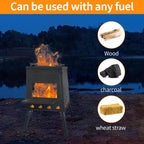 Upgraded Small Camp Wood Stove With Carrying Case, 13.8Inch Black Woodstove Portable Camping Stove, Durable Iron Wood Burning St