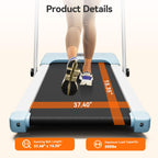 Walking Pad Treadmill With Handle Bar, 3.0Hp Small Foldable Treadmills For Home With App Remote Control And Led Display, 7.5Mph