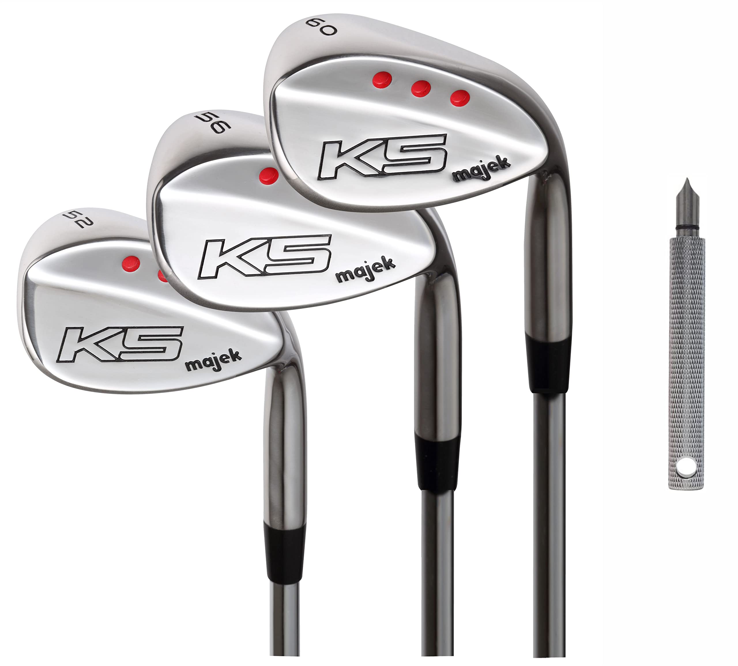 Majek Golf +1 Inch Over Big & Tall Mens Wedge Set: 52? Gap (Gw), 56? Sand (Sw), 60? Lob (Lw) Regular Flex (Tall 60''+ / +1''Over