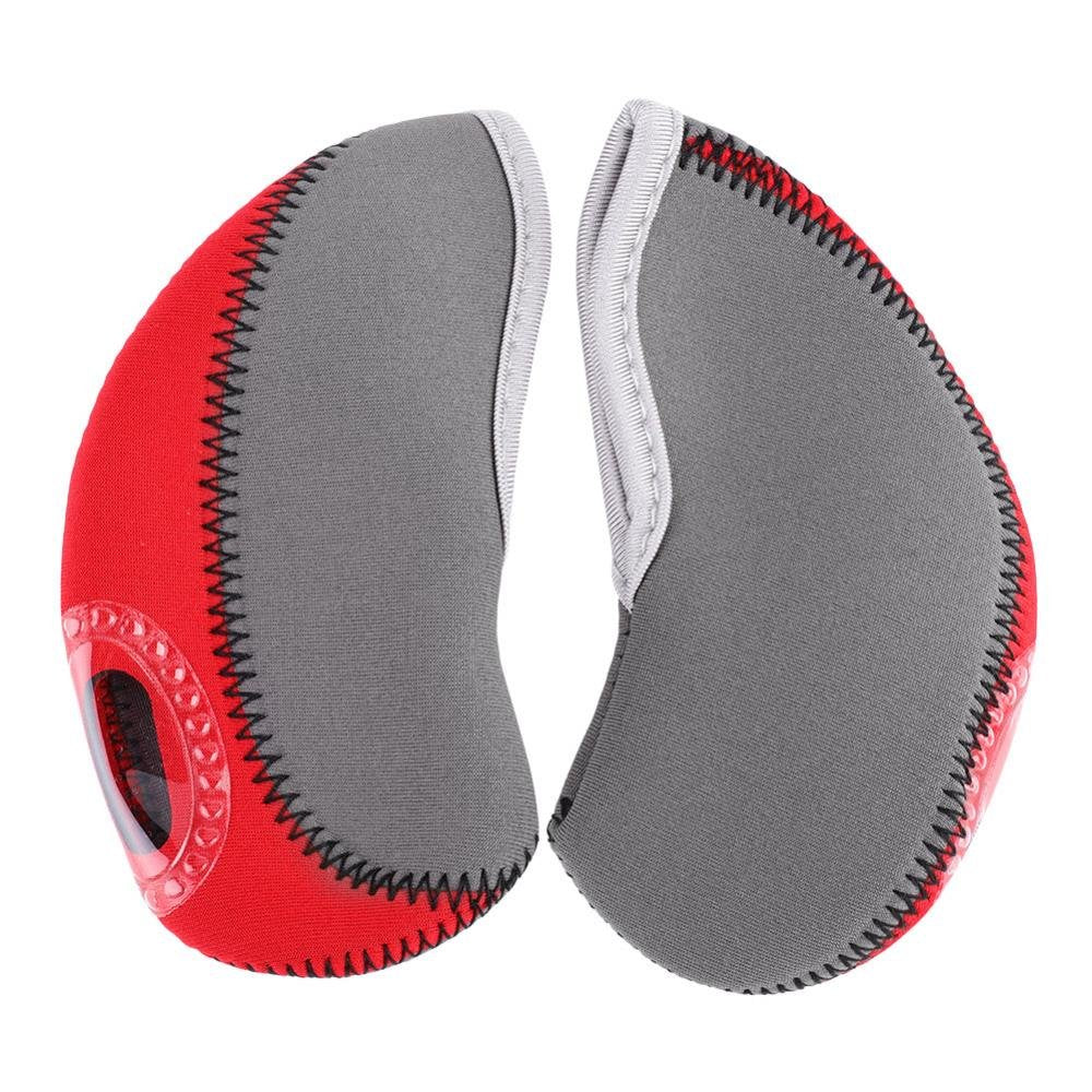 Dilwe 10 Pcs Golf Putter Protector, Wedge Neoprene Iron Head Cover With Zipper Long Neck See Through Window Golf Covers (Gray+Re