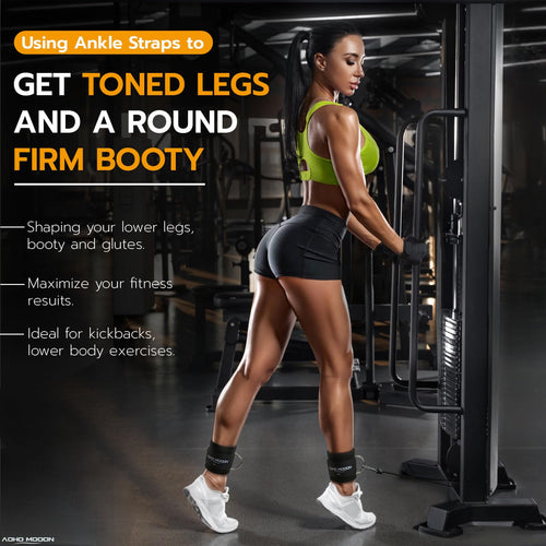 AOHO MOOON Comfortable Adjustable Ankle Straps for Cable Machines Women, Gym Workout Leg Straps, Ankle Cuffs for Glute Workouts,