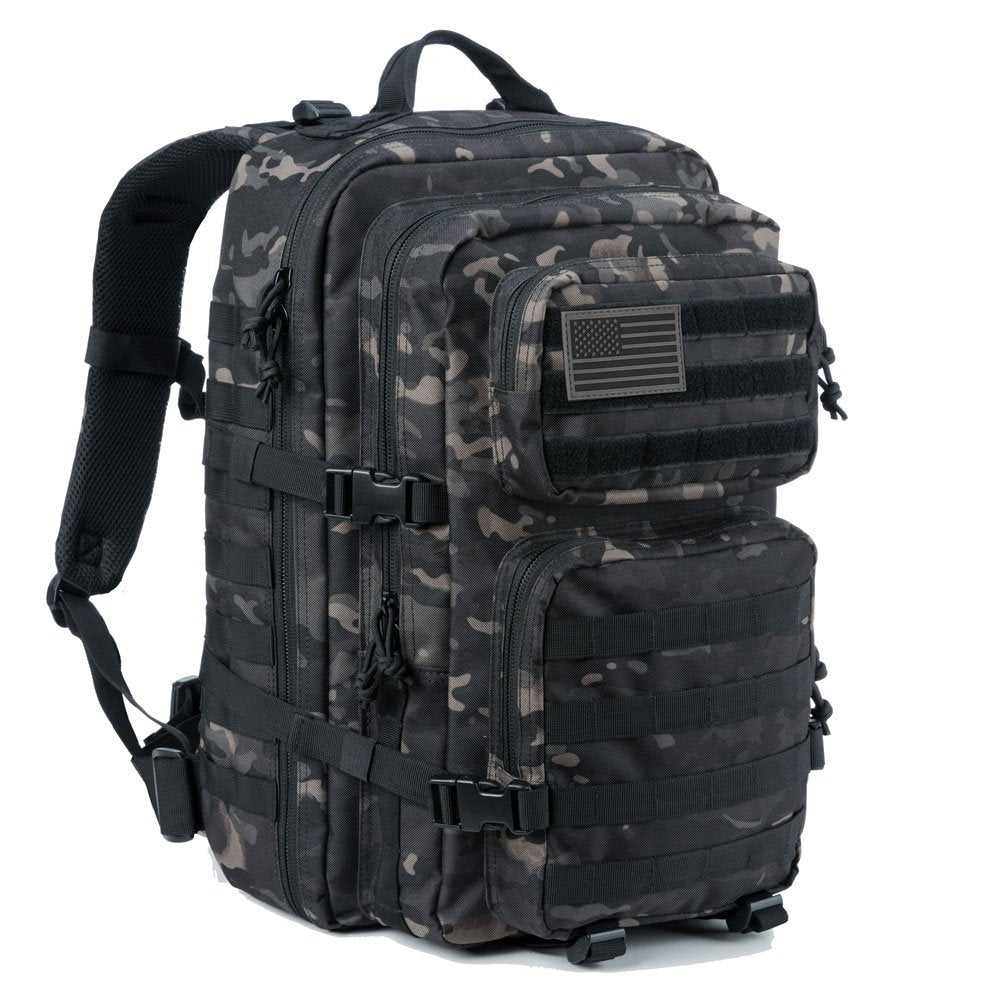 Reebow Gear Military Tactical Backpack Large Army 3 Day Assault Pack Molle Bag Backpacks (Black Camo)