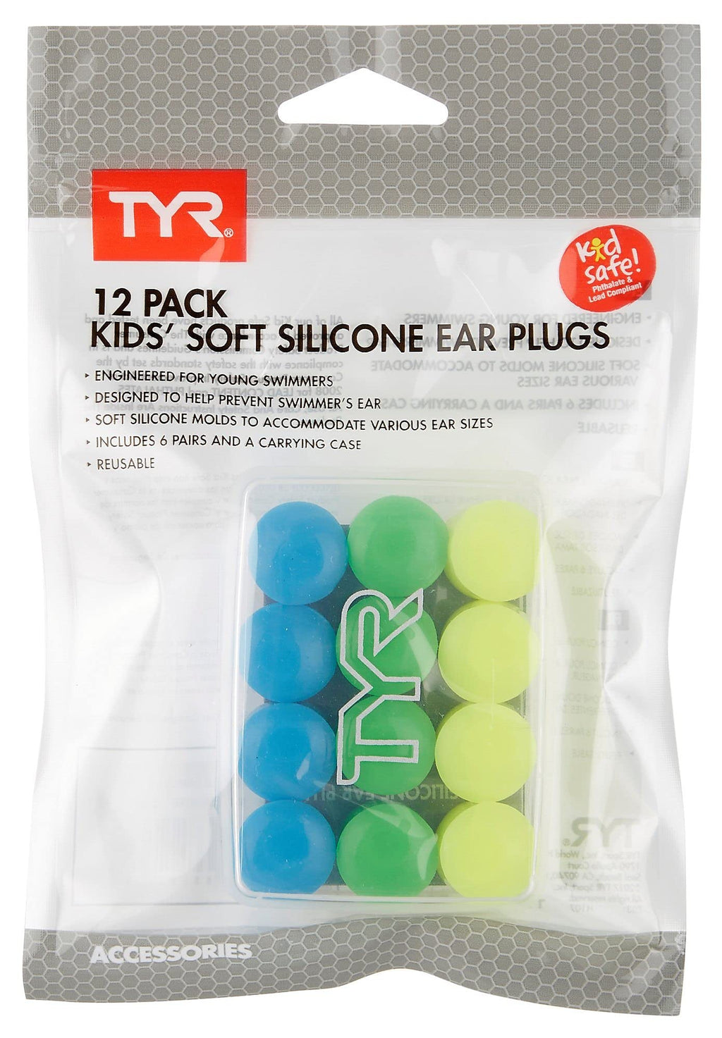 Tyr Kids Soft Silicone Ear Plugs - 12 Pack