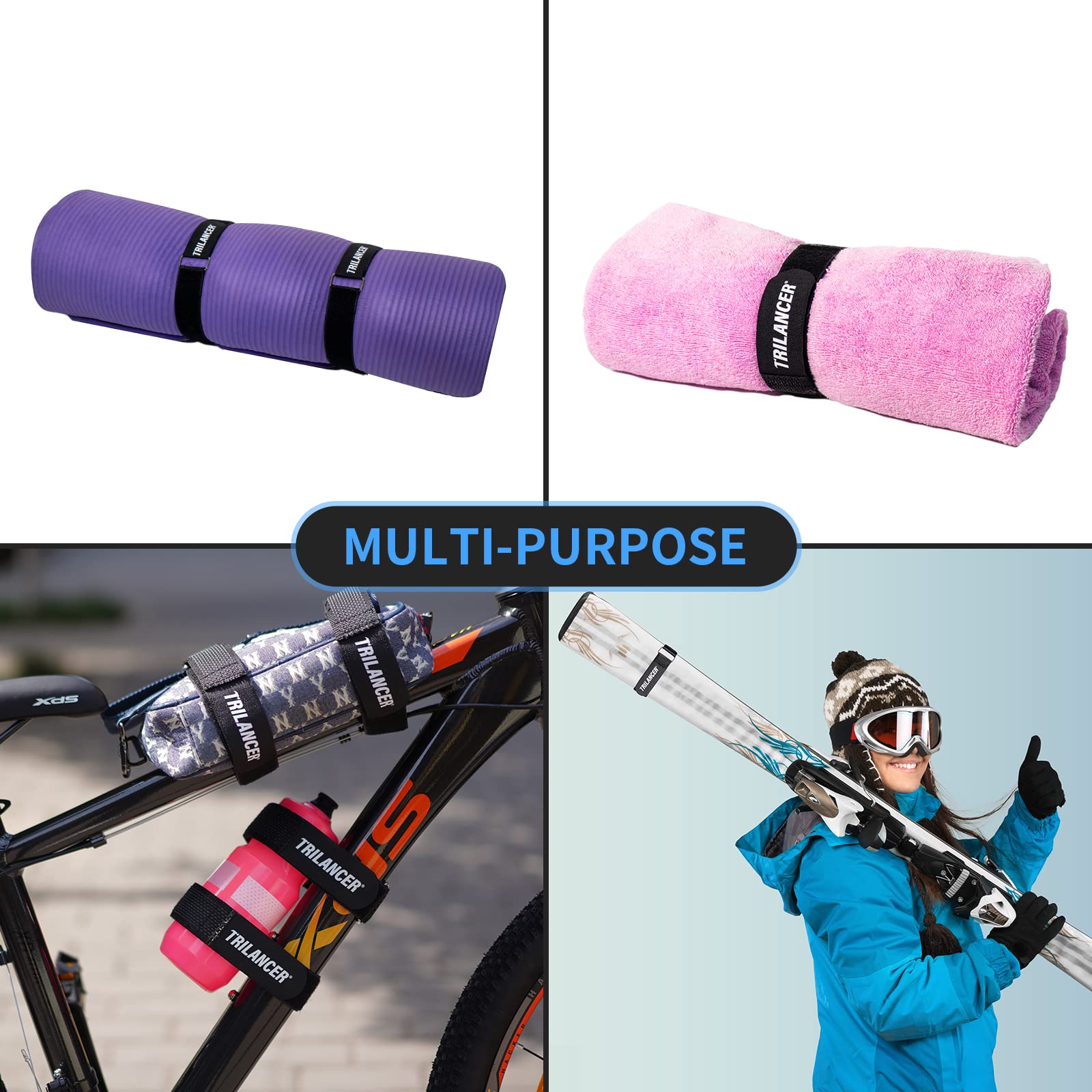 Bike Rack Straps, 4-Pack Trilancer Adjustable Bike Wheel Stabilizer Strap With Hook And Loop For Car And Wall Mount, For Transpo