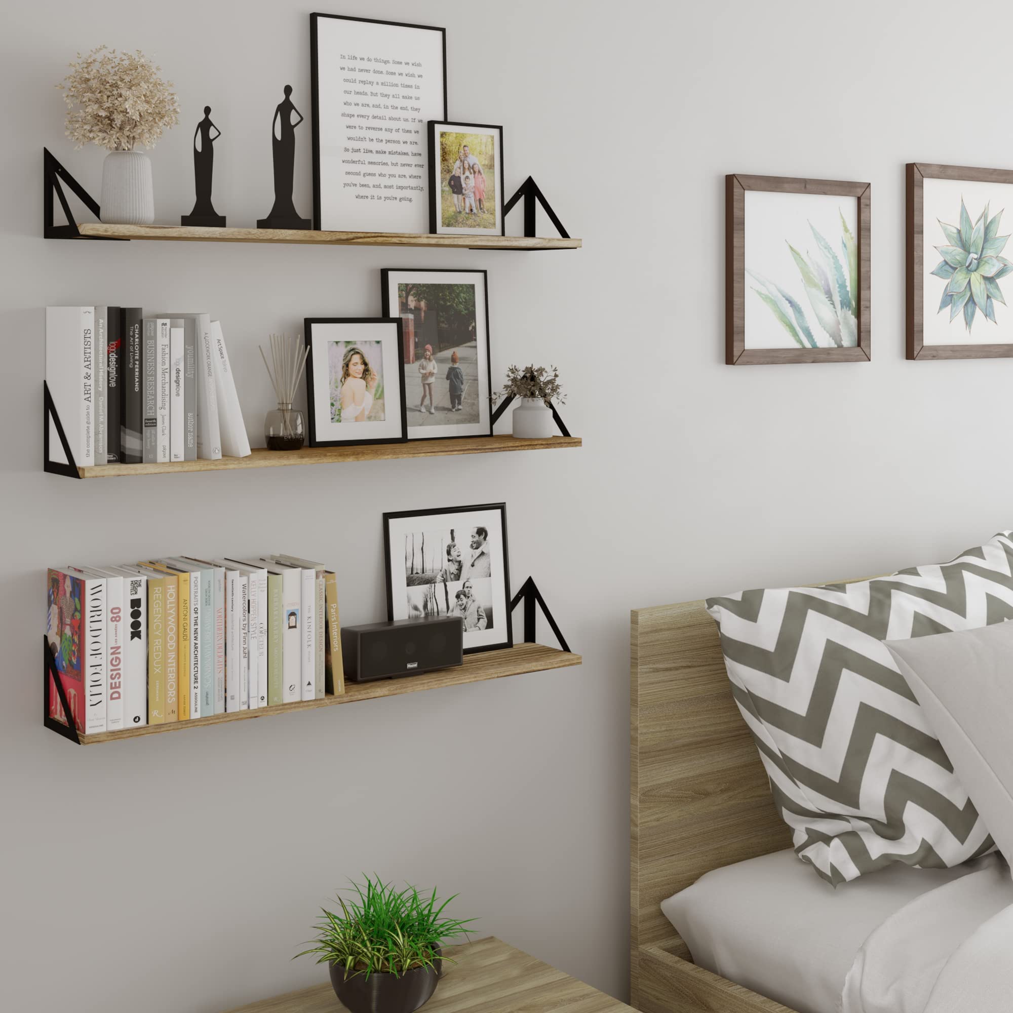 Wallniture Minori Wall Bookshelves For Living Room Decor, 36 Floating Shelves For Bathroom, Kitchen, Bedroom, Floating Bookshelf