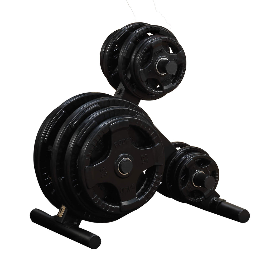 Body-Solid (Owt24) Ez-Load Olympic Weight Tree Rack - 1000 Lb Capacity, 6-Post Plate Storage, Secure Bumper Plate Organizer For