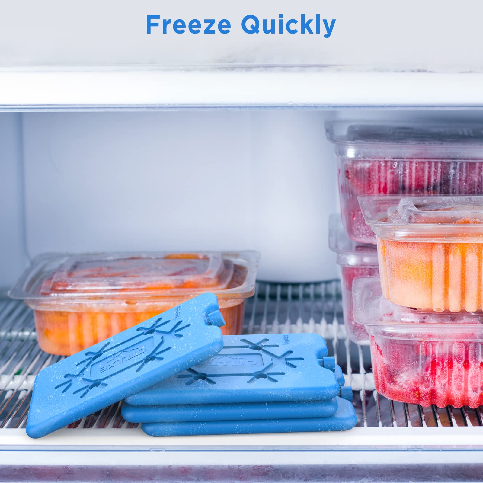Outxe Ice Packs For Lunch Box 4 -Pack Reusable Ultra-Thin Freezer Packs Long-Lasting Cool Packs For Coolers, Keep Food Fresh And