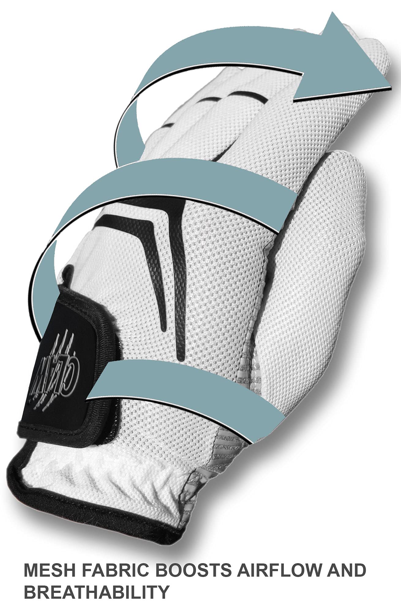 Caddydaddy Claw Golf Glove For Men - Breathable, Long Lasting Golf Glove (White, X-Large, Right)
