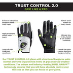 Hirzl Trust Control 2.0 Ladies Golf Gloves, All Weather Womens Golf Glove (White/Black)  Kangaroo Leather Palm  Cabretta Leather