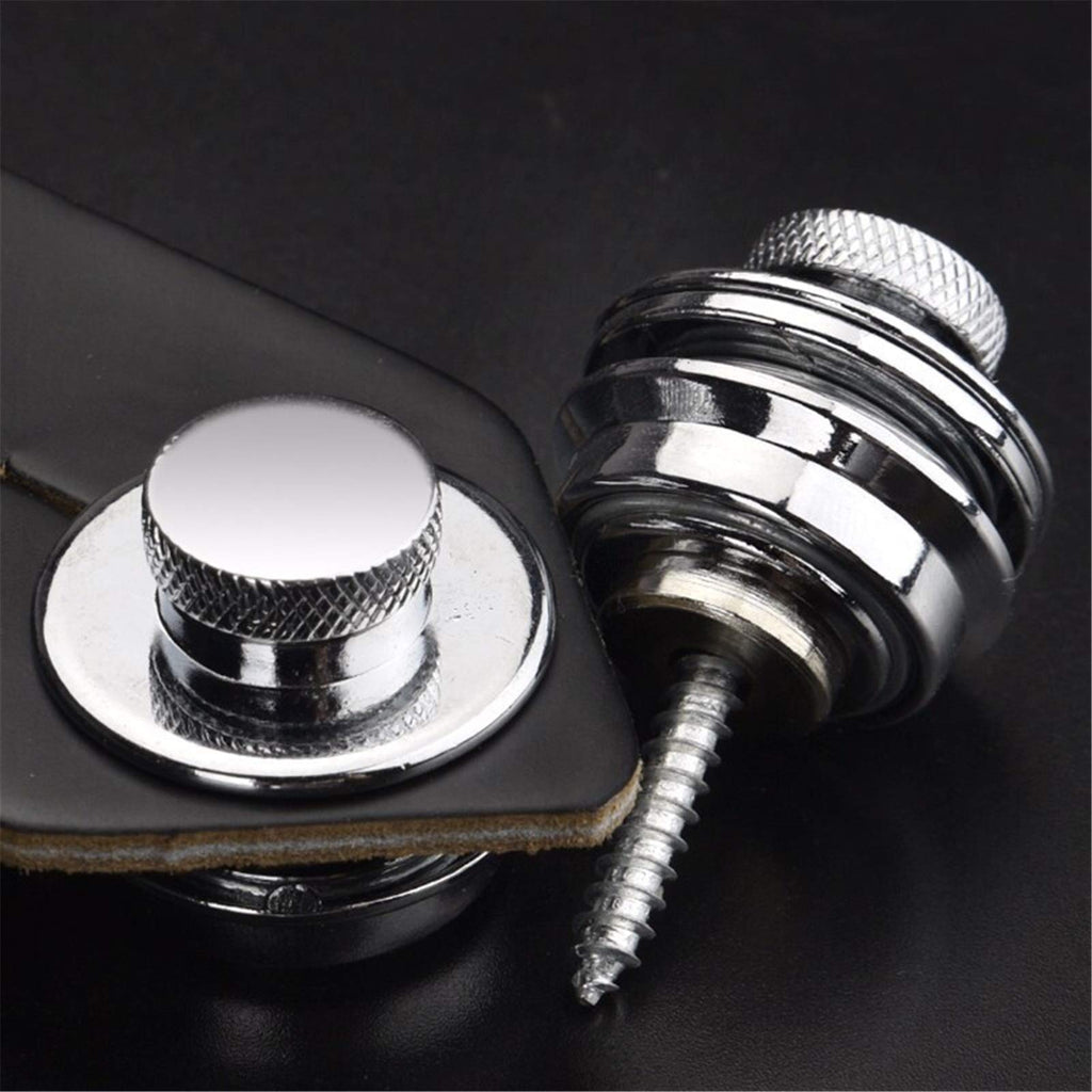 Miwayer Guitar Strap Locks Flat Round Head Heavy Duty Metal Button Security Straplock, Dual Design Strap Retainer System 4Pcs Wi