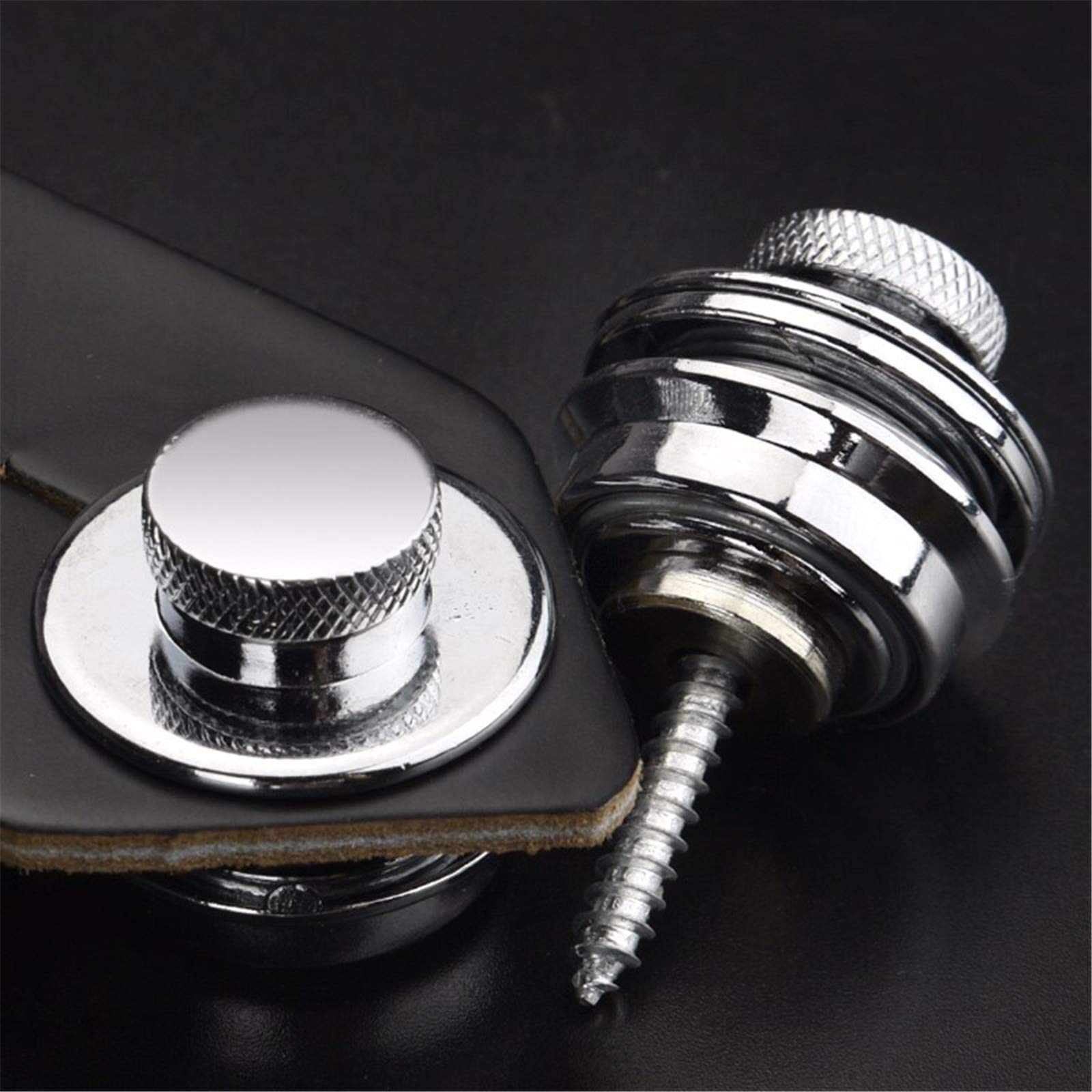 Miwayer Guitar Strap Locks Flat Round Head Heavy Duty Metal Button Security Straplock, Dual Design Strap Retainer System 4Pcs Wi