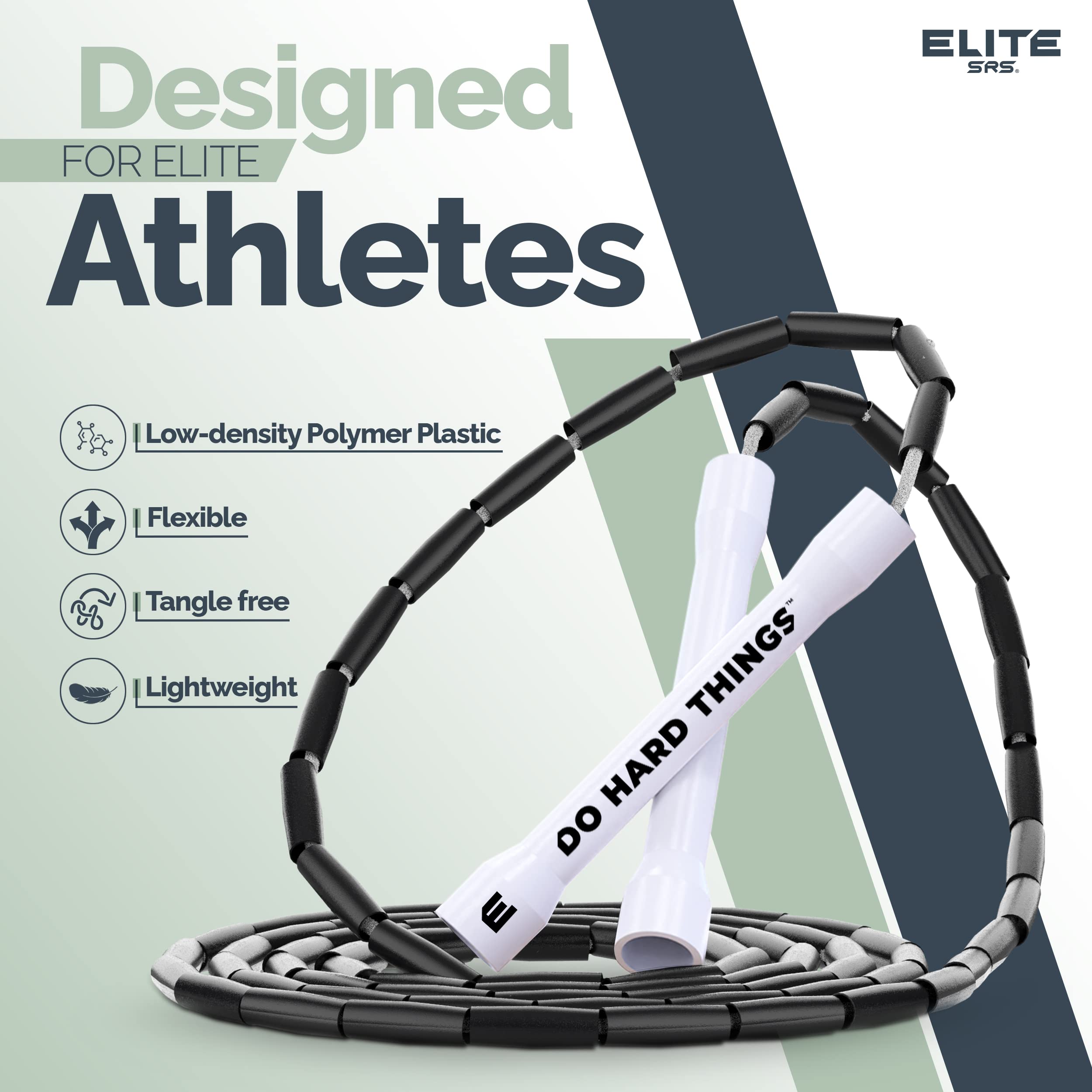 Elite Srs Do Hard Things Beaded Jump Rope - Adjustable Bead Jump Ropes For Fitness - Unbreakable Handles And Shatterproof Beads