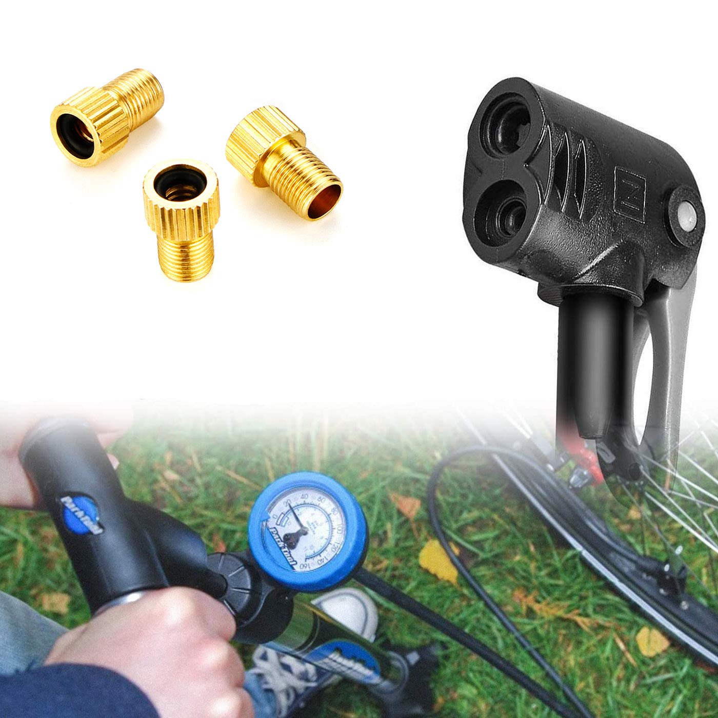 Bike Presta Valve Adapter,Inflate Tire Adapter,Convert Presta To Schrader,French/Uk To Us,Brass Material Mtb Inflatable Connecto