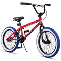 vollsch Freestyle BMX Bikes 18 Inch Kids Bicycle for 6-12 Years Old Teens, Boys, Girls, Beginner-Lever Riders, Red with Blue Tir