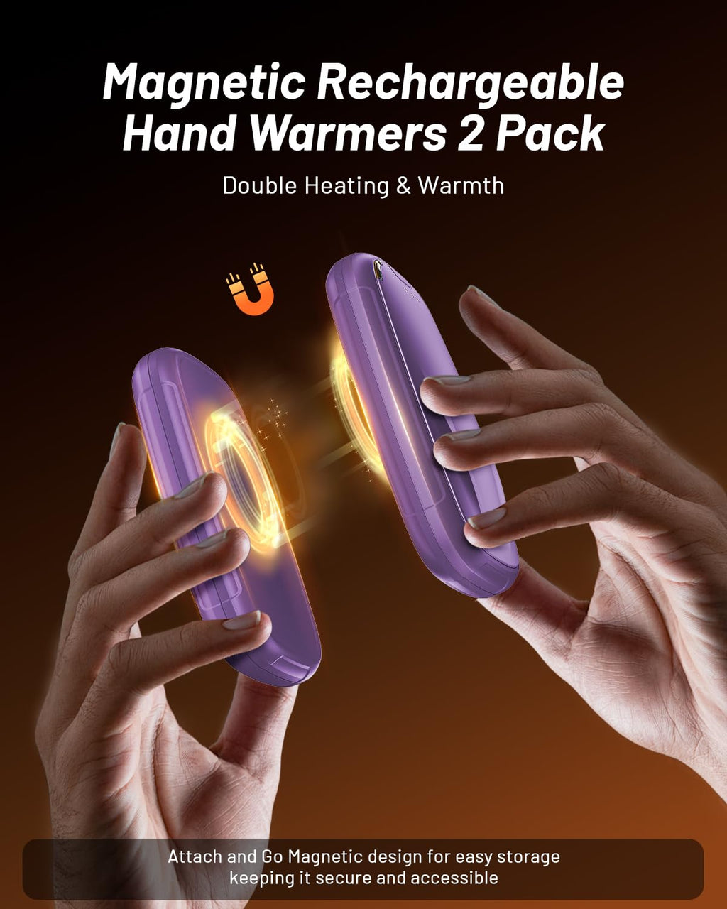 Hand Warmers Rechargeable 2 Pack, Rechargeable Hand Warmer, Pocket Portable Electric Hand Warmer, Reusable Handwarmers, A Winter