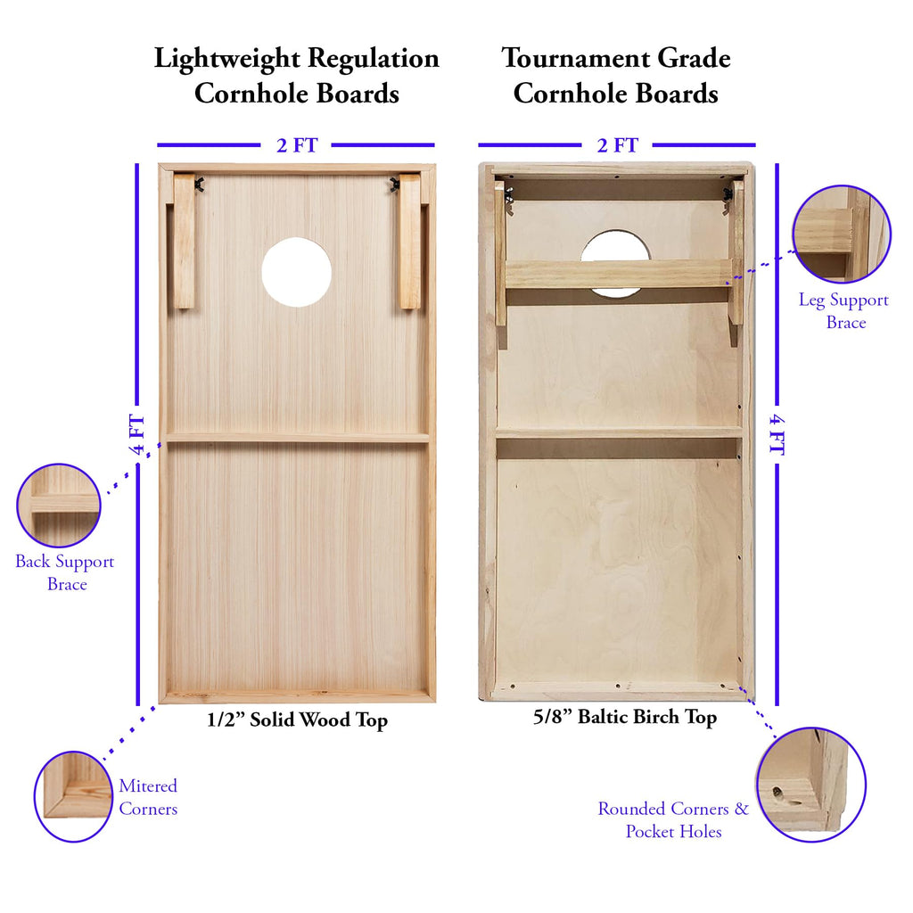 Tailgating Pros Cornhole Boards - 4'X2' Lightweight Cornhole Game- Includes Carrying Case, Set Of 8 Corn Hole Bags & Tote