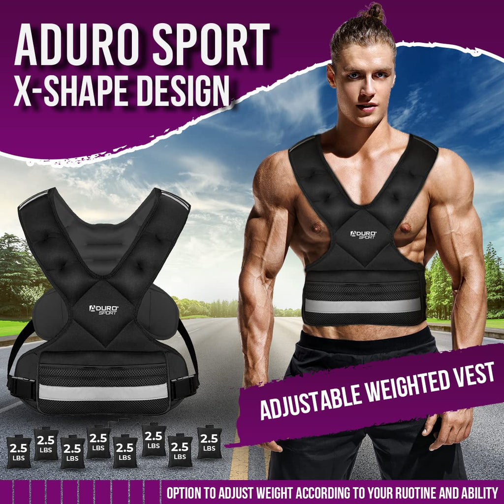 Aduro Sport Adjustable Weighted Vest Workout Equipment, 26Lbs-46Lbs Body Weight Vest For Men, Women, Kids