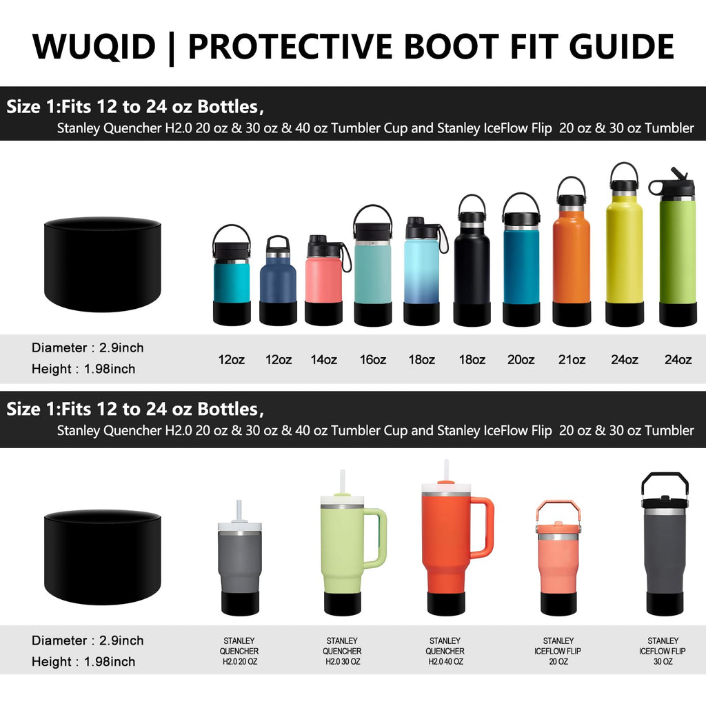 Protective Silicone Boot Sleeve For 12Oz-40Oz Hydro Sport Flask/Stanle Water Bottles Tumbler Anti-Slip Bottom Sleeve Cover For A