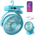 Camping Fan with LED Light - 12000mAh 65Hrs Battery Powered, Portable Rechargeable, Use As Power Bank, Clip On, Tent Fan for Cam