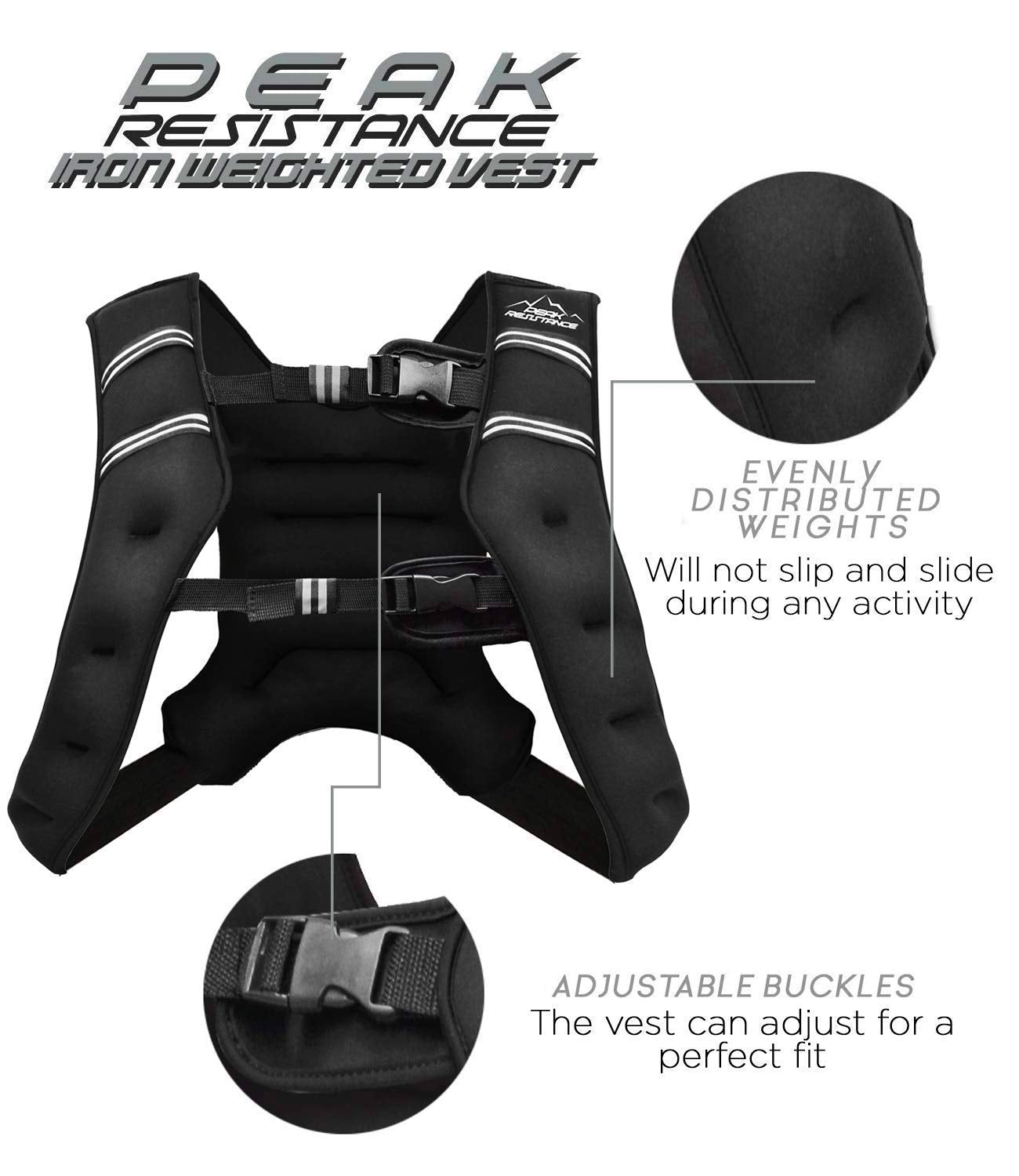Aduro Sport Weighted Vest Workout Equipment, 4Lbs/6Lbs/12Lbs/20Lbs/25Lbs Body Weight Vest For Men, Women, Kids (16 Pounds (7.26