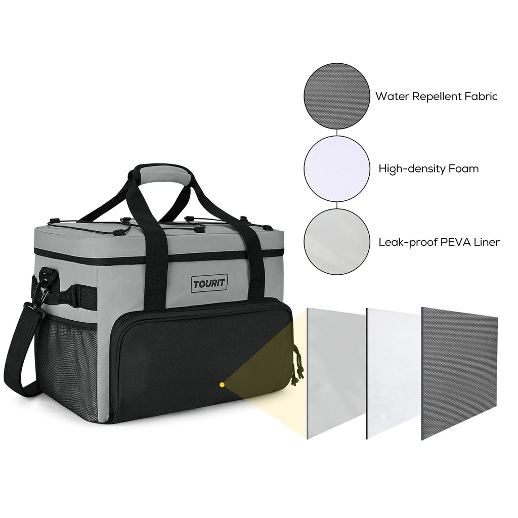Tourit Cooler Bag 46-Can Insulated Soft Cooler Portable Cooler Bag 32L Lunch Coolers For Picnic, Beach, Work, Trip, Grey
