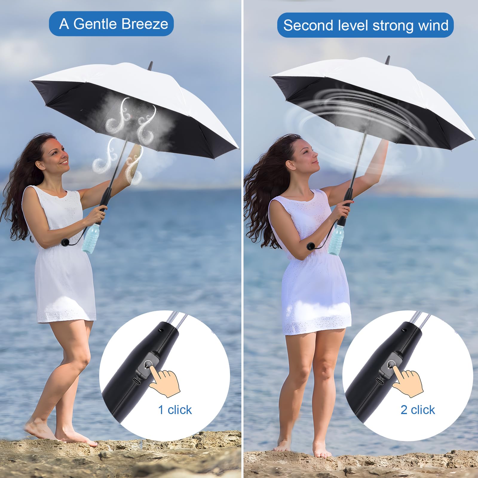 Fiyliao Umbrella With Fan And Mist Spray,Rechargeable - Ultimate Solution For Cooling & Uv Protection - Ideal For Summer, Beach,