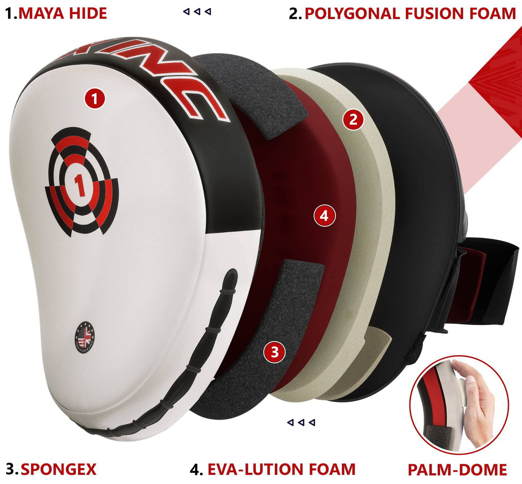 Rdx Boxing Pads Focus Mitts, Maya Hide Leather Curved Hook And Jab Target Hand Pads, Great For Mma, Kickboxing, Martial Arts, Mu