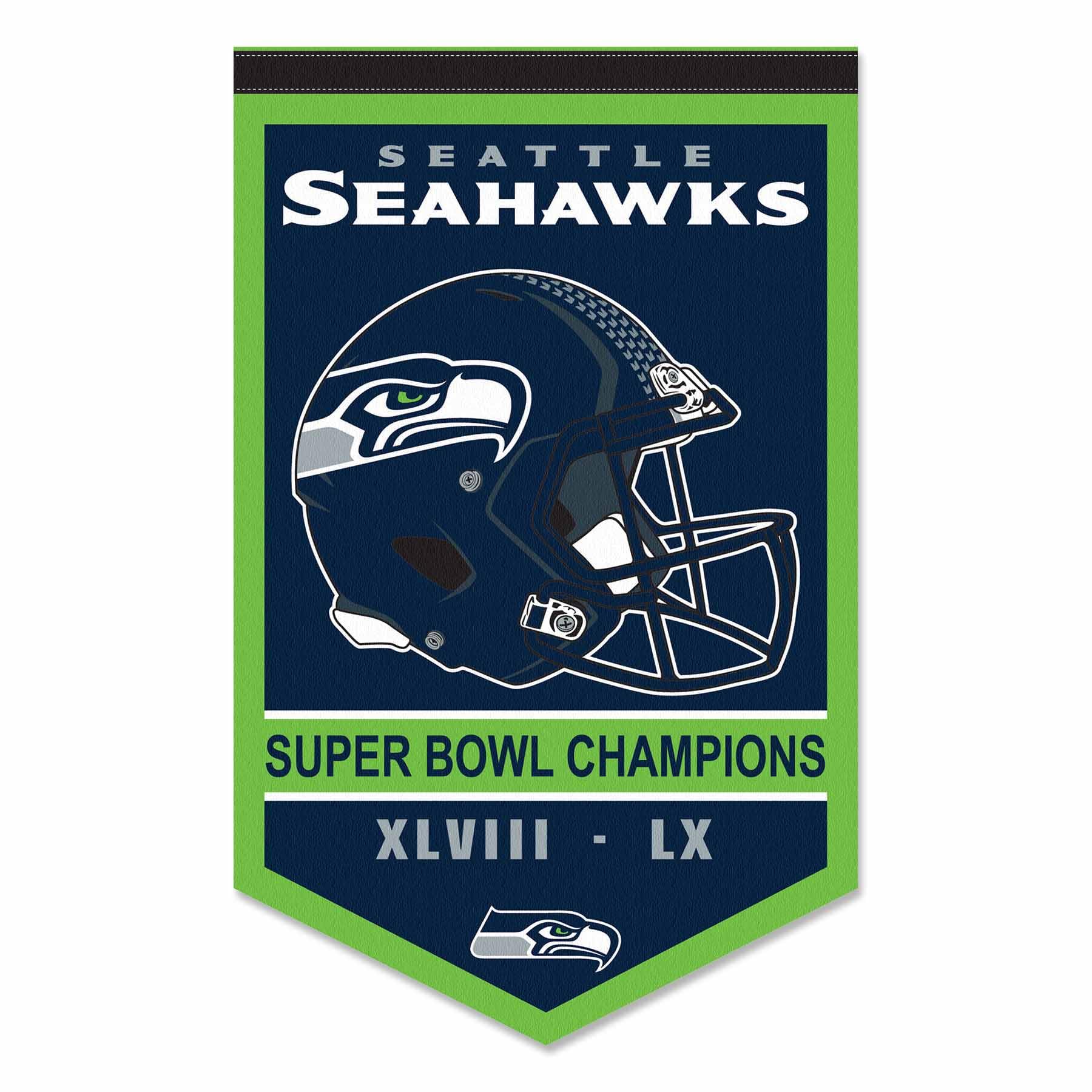 Seattle Seahawks 2 Time Super Bowl Champions Banner Pennant