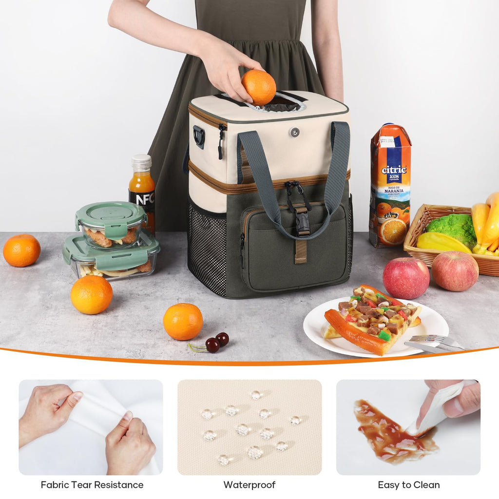 Maelstrom Lunch Box For Women, 20L Insulated Lunch Bag Men, Leakproof Double Deck Cooler Bag, Soft Lunch Cooler With Quick Acces