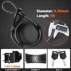Sportneer Bike Lock Set Heavy Duty Bike U Lock With 5 Ft Security Steel Cable, 17Mm Shackle Bicycle U-Locks With Keys And Sturdy