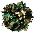 Metallic Cheerleader Cheerleading Pom Poms 6 inch 1 Pair (Forest Green/Gold)