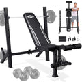 ANCHEER 900LBS Weight Bench Set with Barbell Rack, Heavy Duty Bench Press Set with Leg Extension and Leg Curl, Foldable Workout 
