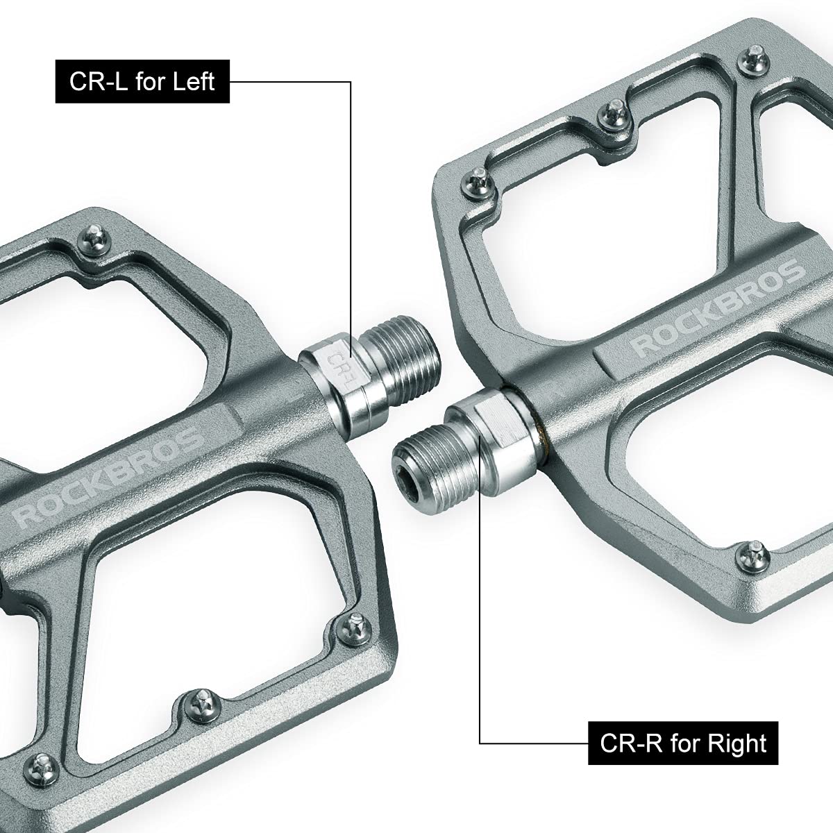 Rockbros Mountain Bike Pedals Mtb Pedals Bicycle Flat Pedals Aluminum 9/16'' Sealed Bearing Lightweight Platform For Road Mounta