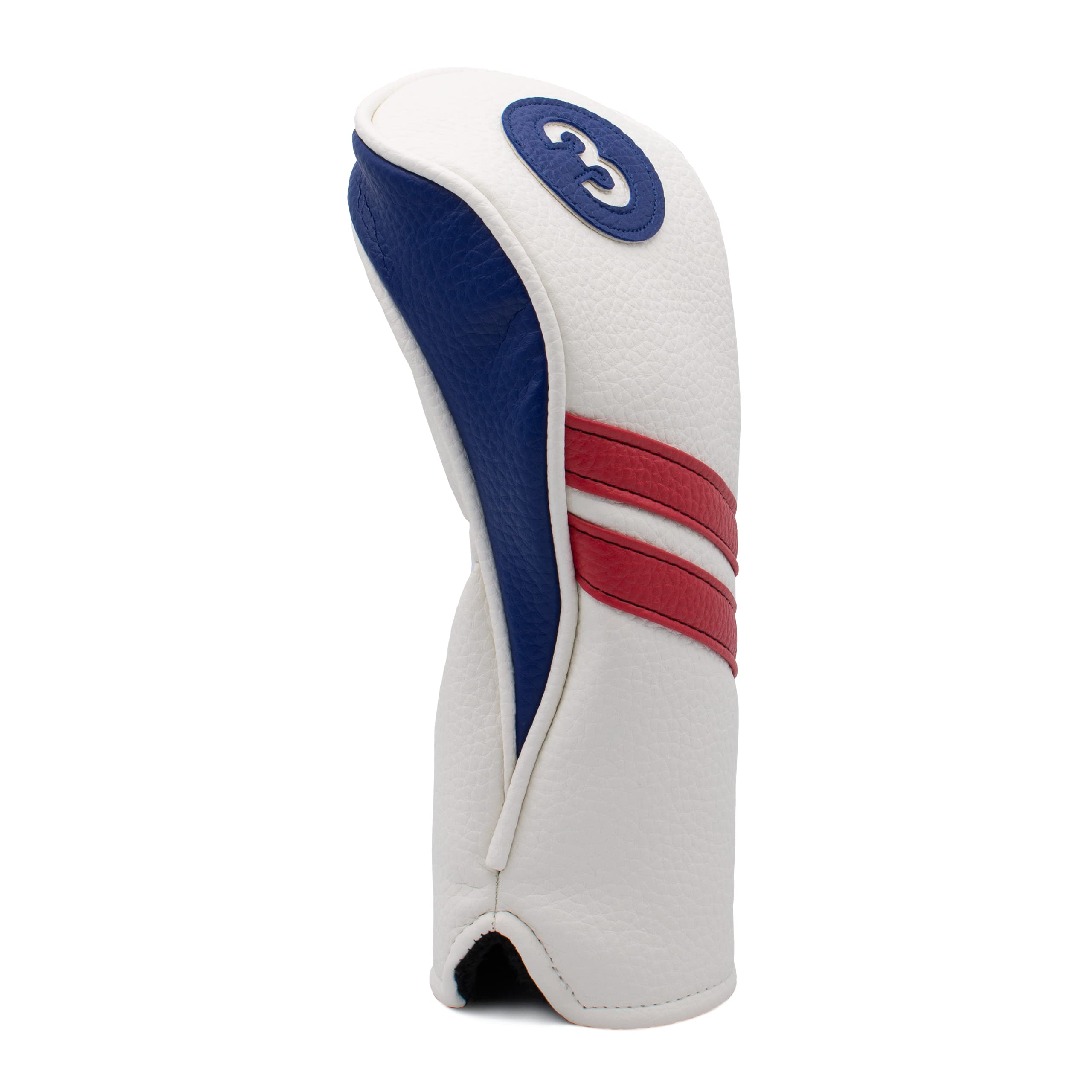Proactive Sports Vintage Golf Club Head Covers For Fairway Woods| 3 Wood Headcover | Classic Leather Look | Red/White/Blue