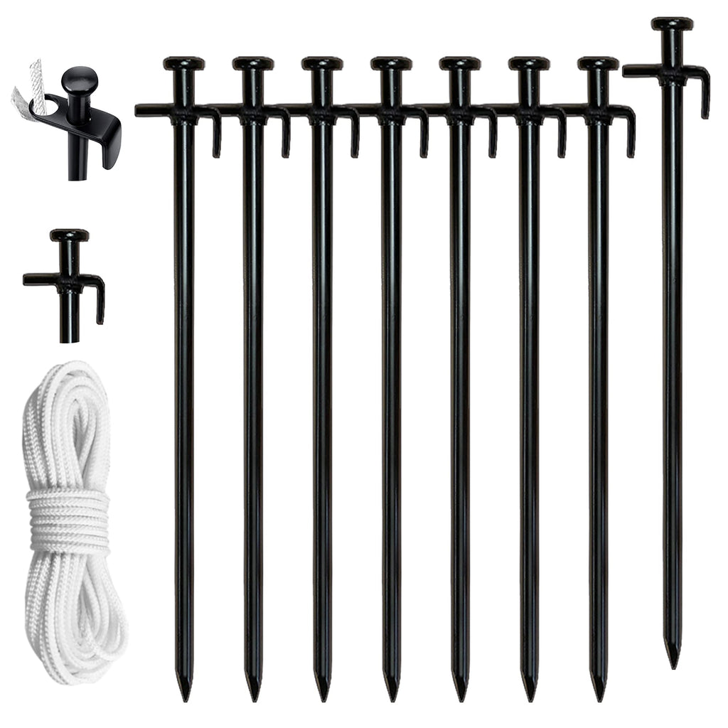 Eurmax Usa 12 Inch Multiuse Heavy Duty Steel Tent Stakes Tarp Pegs Camping Stakes For Outdoor Camping Canopy And Tarp With 4 Rop