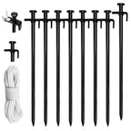 Eurmax Usa 12 Inch Multiuse Heavy Duty Steel Tent Stakes Tarp Pegs Camping Stakes For Outdoor Camping Canopy And Tarp With 4 Rop