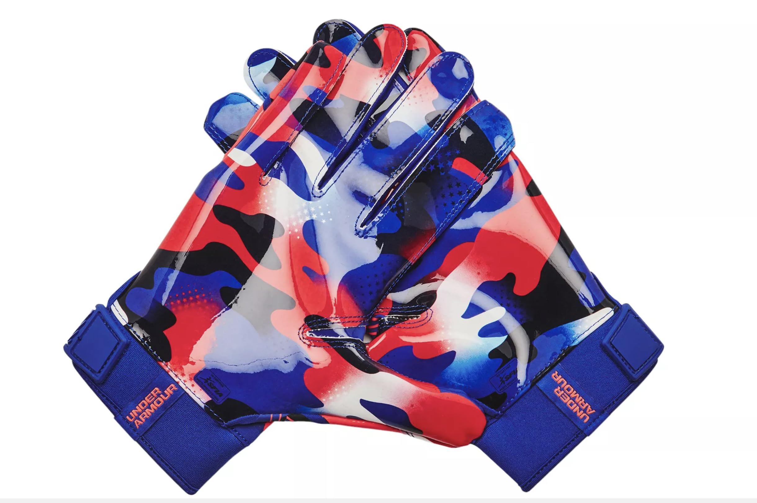 Under Armour Men'S F9 Nitro Novelty Football Gloves, (400) Royal/Red/Metallic Copper, Medium