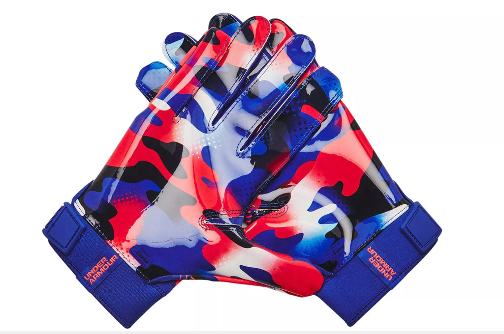 Under Armour Men'S F9 Nitro Novelty Football Gloves, (400) Royal/Red/Metallic Copper, X-Large
