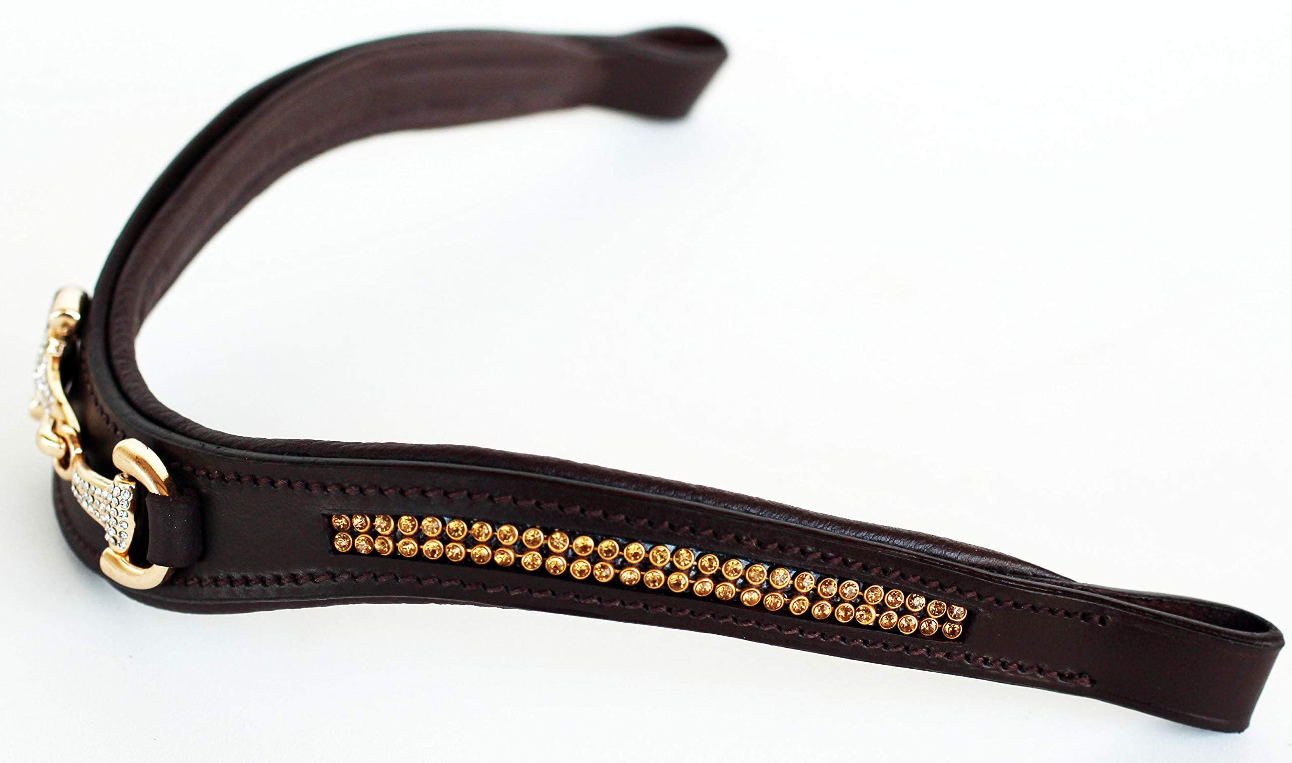 Challenger Horse English Padded Leather Dressage Bridle Browband W/Snaffle Charm 803432Ckf