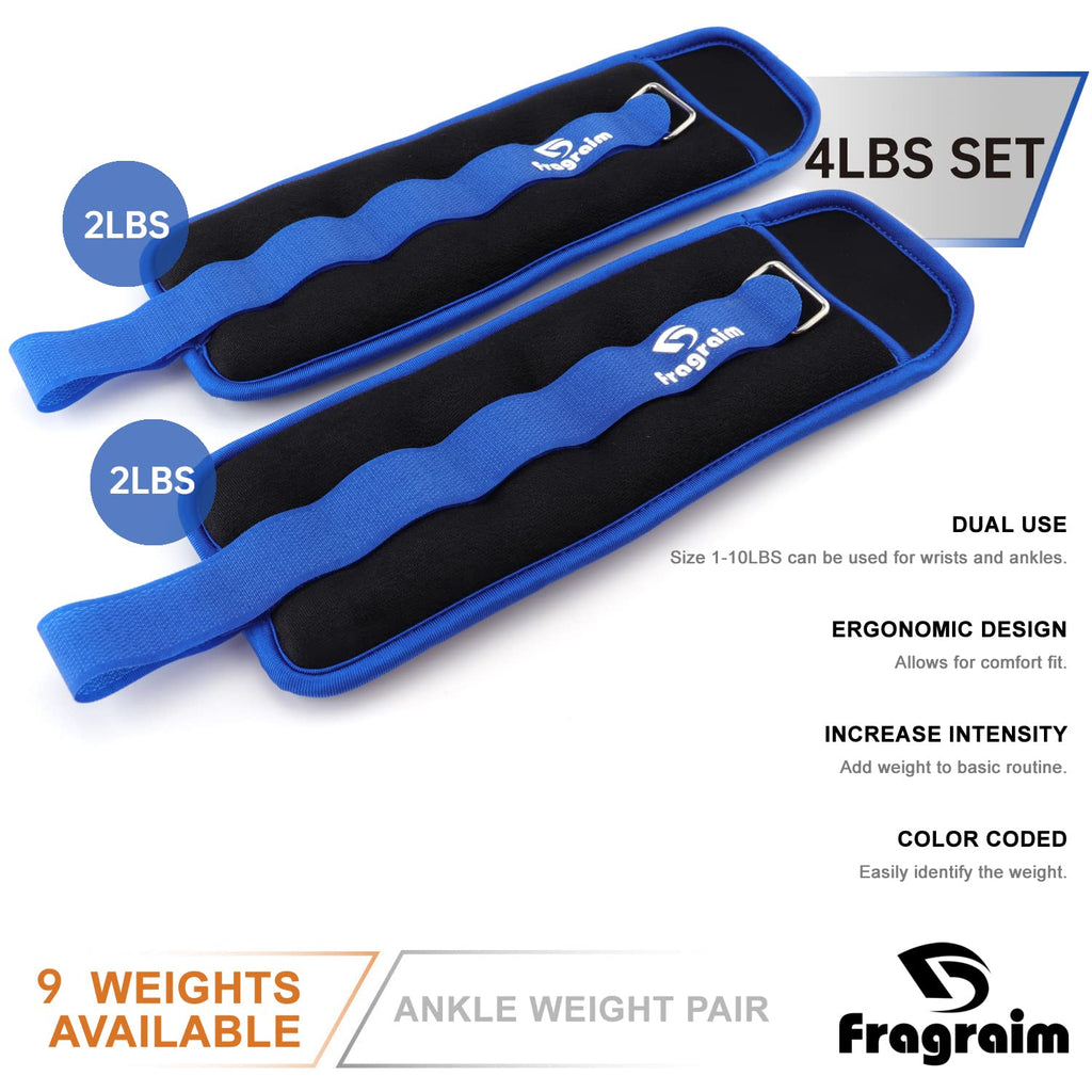 Ankle Weights For Women, Men And Kids - 2 Lbs X 2 Strength Training Wrist/Leg/Arm Weight With Adjustable Strap For Jogging, Gymn