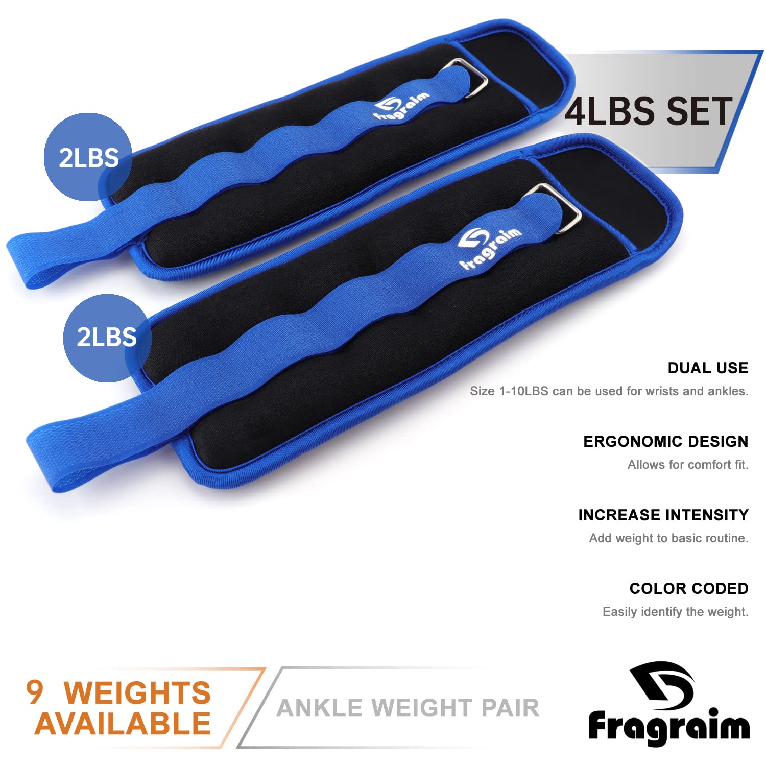 Ankle Weights For Women, Men And Kids - 2 Lbs X 2 Strength Training Wrist/Leg/Arm Weight With Adjustable Strap For Jogging, Gymn
