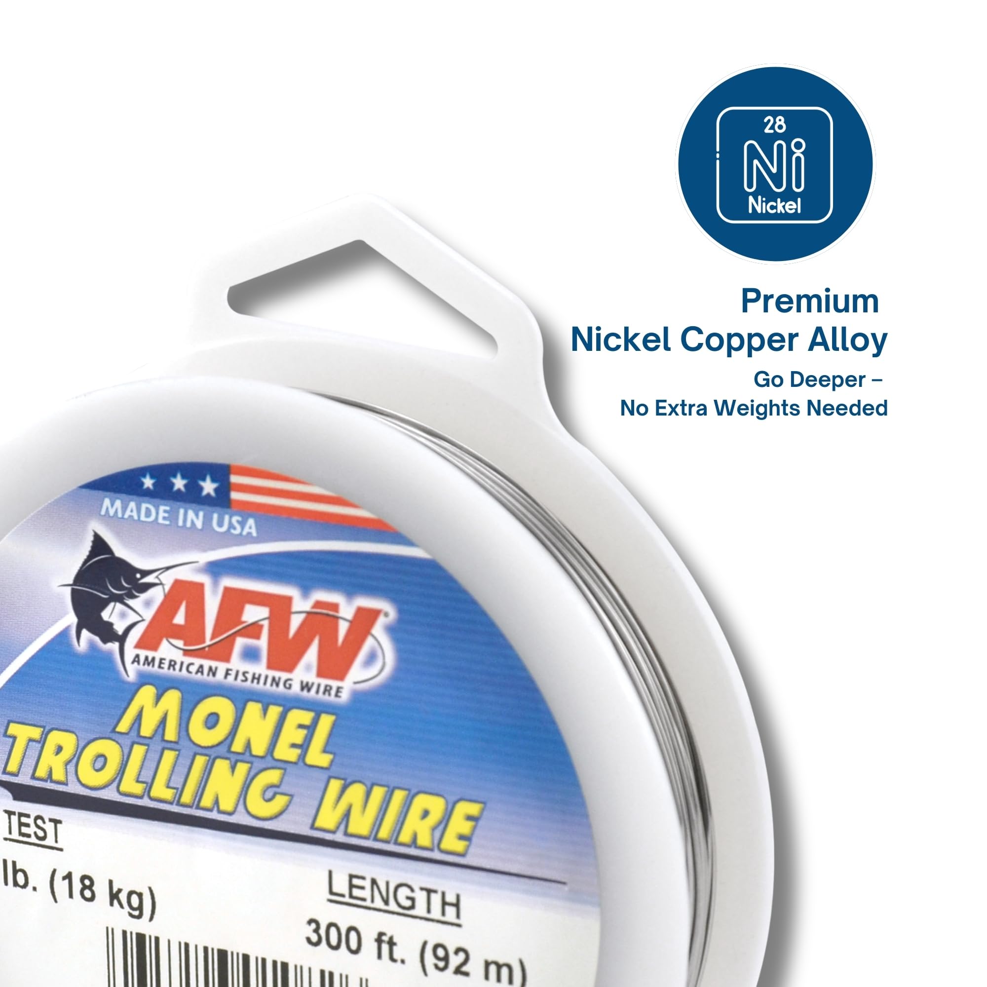American Fishing Wire Monel Trolling Wire (Single Strand), Bright Color, 15 Pound Test, 300-Feet