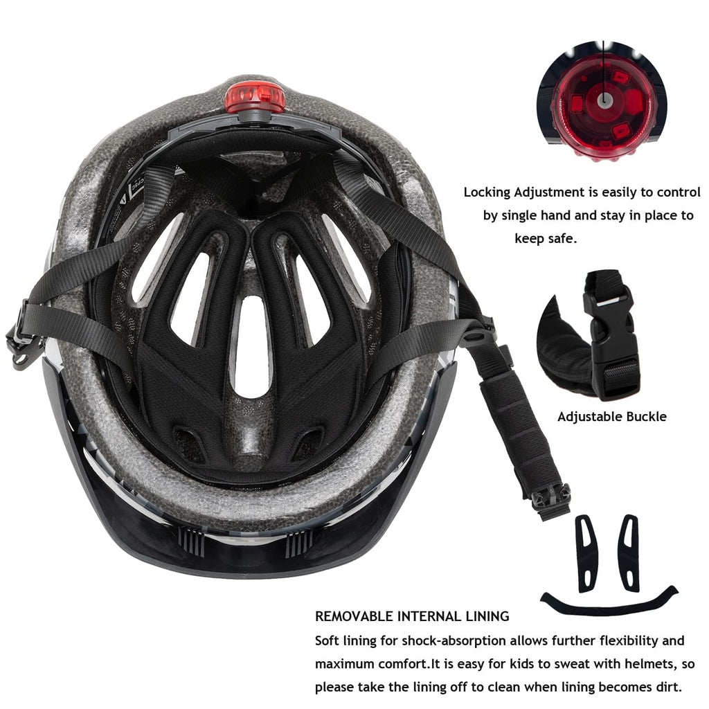 Exclusky Kids Bike Helmet with LED Light - Adjustable Multi-Sport Youth Helmet for Boys & Girls, Ages 5-12, Fits 50-57cm, Cyclin