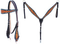 Challenger Horse Western Floral Tooled Browband Bridle & Breast Collar Tack Set 78Hr24B