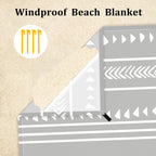 110''  118'' Extra Large Beach Blanket For 8 Adults, Outdoor Beach Mat Sand Free Waterproof With 4 Stakes & 4 Corner Pockets, Po
