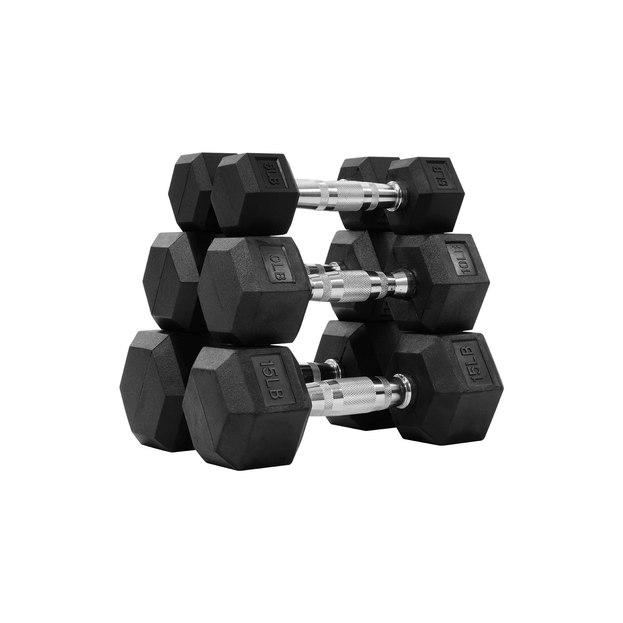 Fitvids 60LB Rubber Encased Hex Dumbbell Weight Set Contoured Handle for Muscle Toning, Strength Building & Full Body Workout